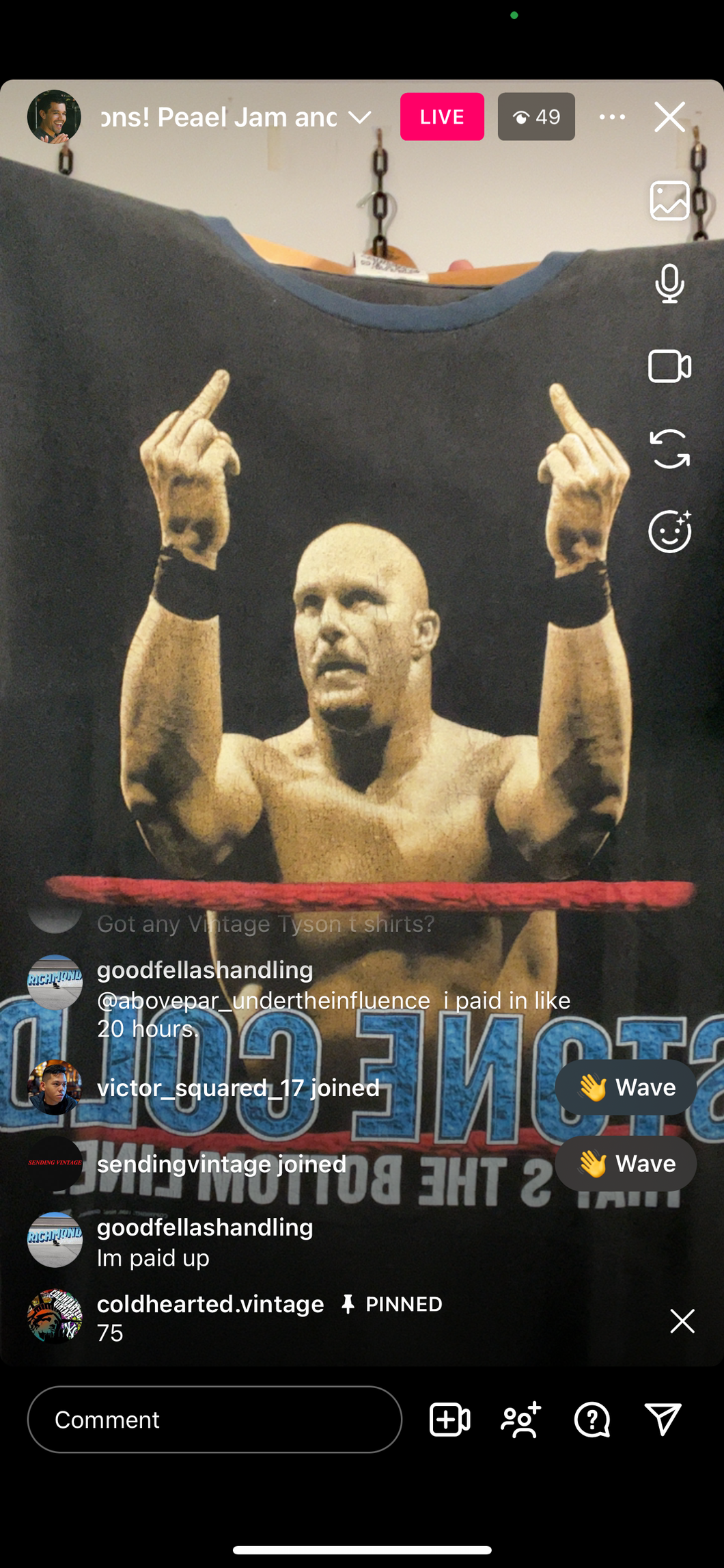 75 stone cold fingers Michael tag (secondhand)