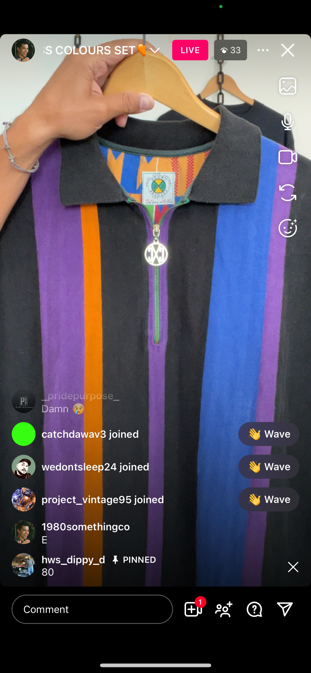 80 striped cross colors ls quarter zip (secondhand)