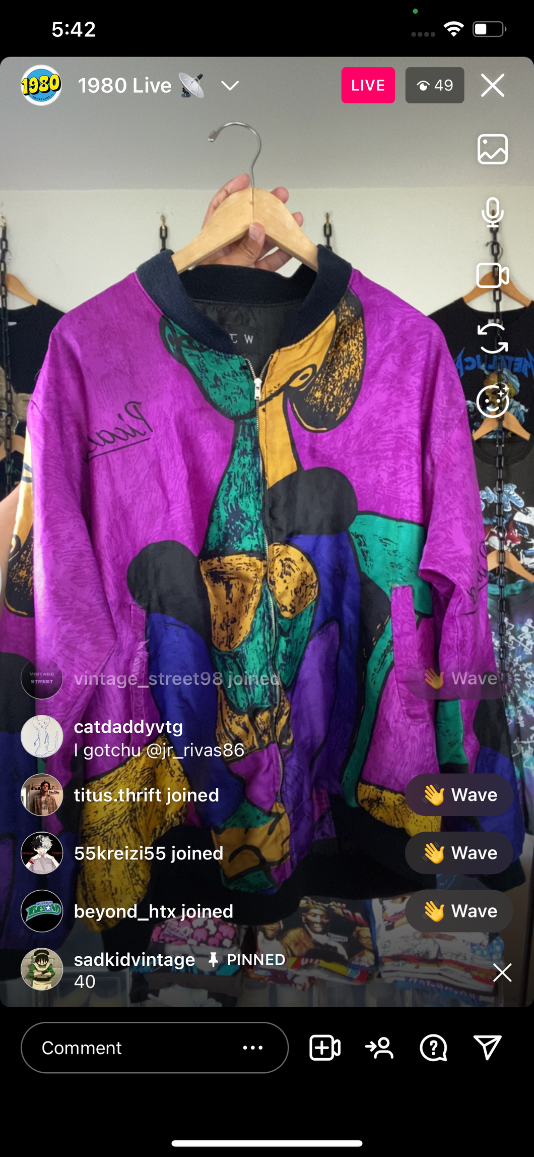 Vtg Picasso silk bomber jacket (secondhand)